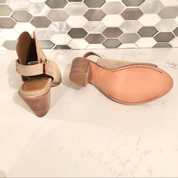 FRYE Courtney Ash Color Slingback Suede Open Toe Bootie Sandel Shoes SZ 9.5 - Picture 5 of 6